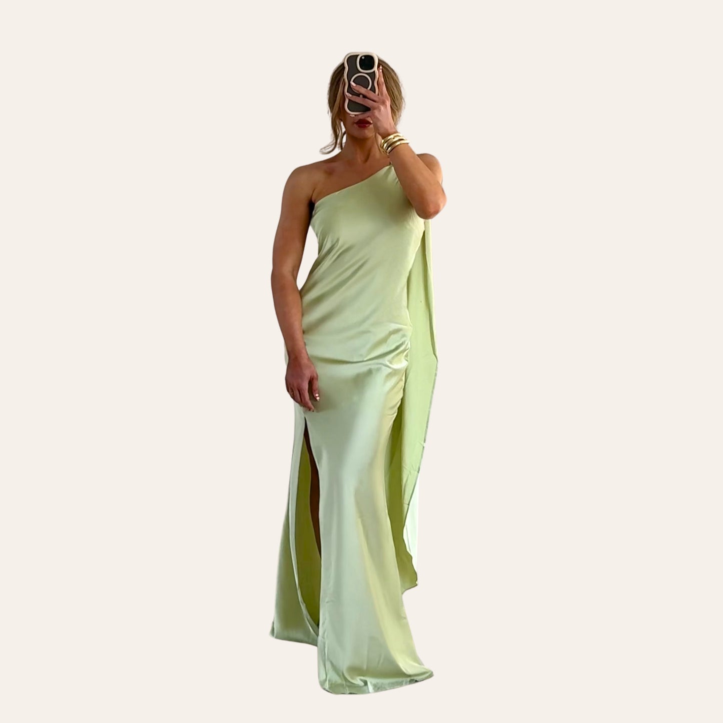 the "soft serve" halter drape gown