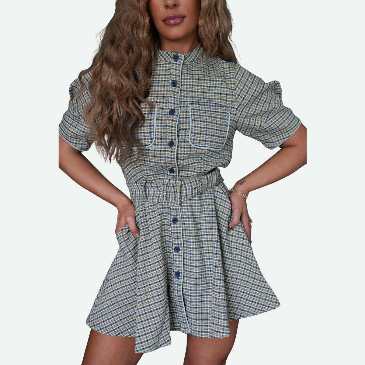 PRETTY PRIVILEGE PLAID MINI DRESS