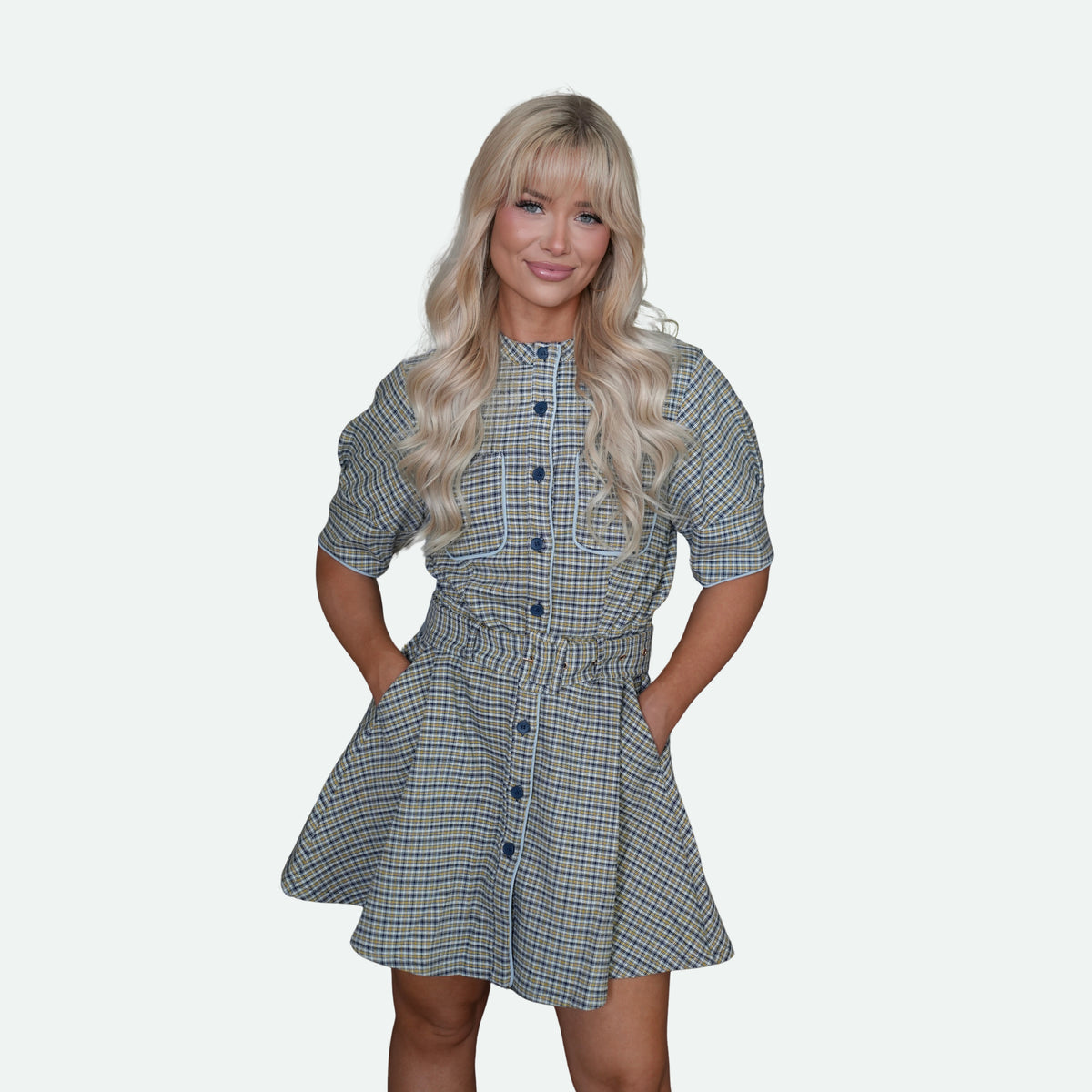 PRETTY PRIVILEGE PLAID MINI DRESS