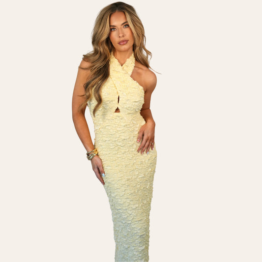 "golden hour" halter maxi dress