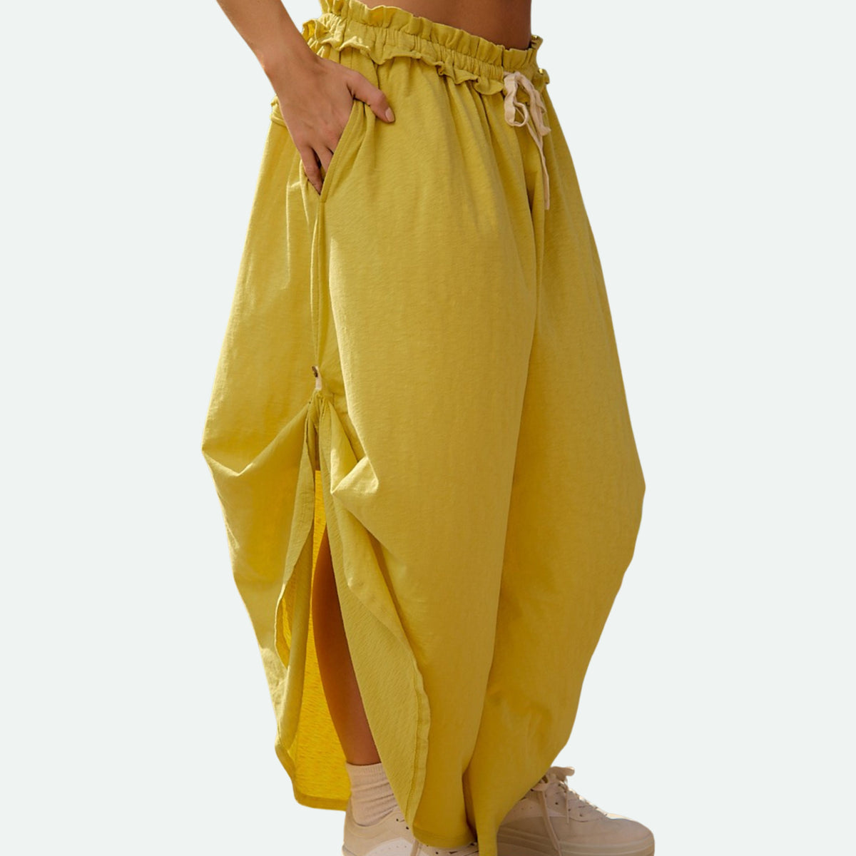 mellow yellow wide leg pants