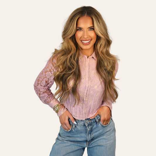 "tea time" pink lace corset top