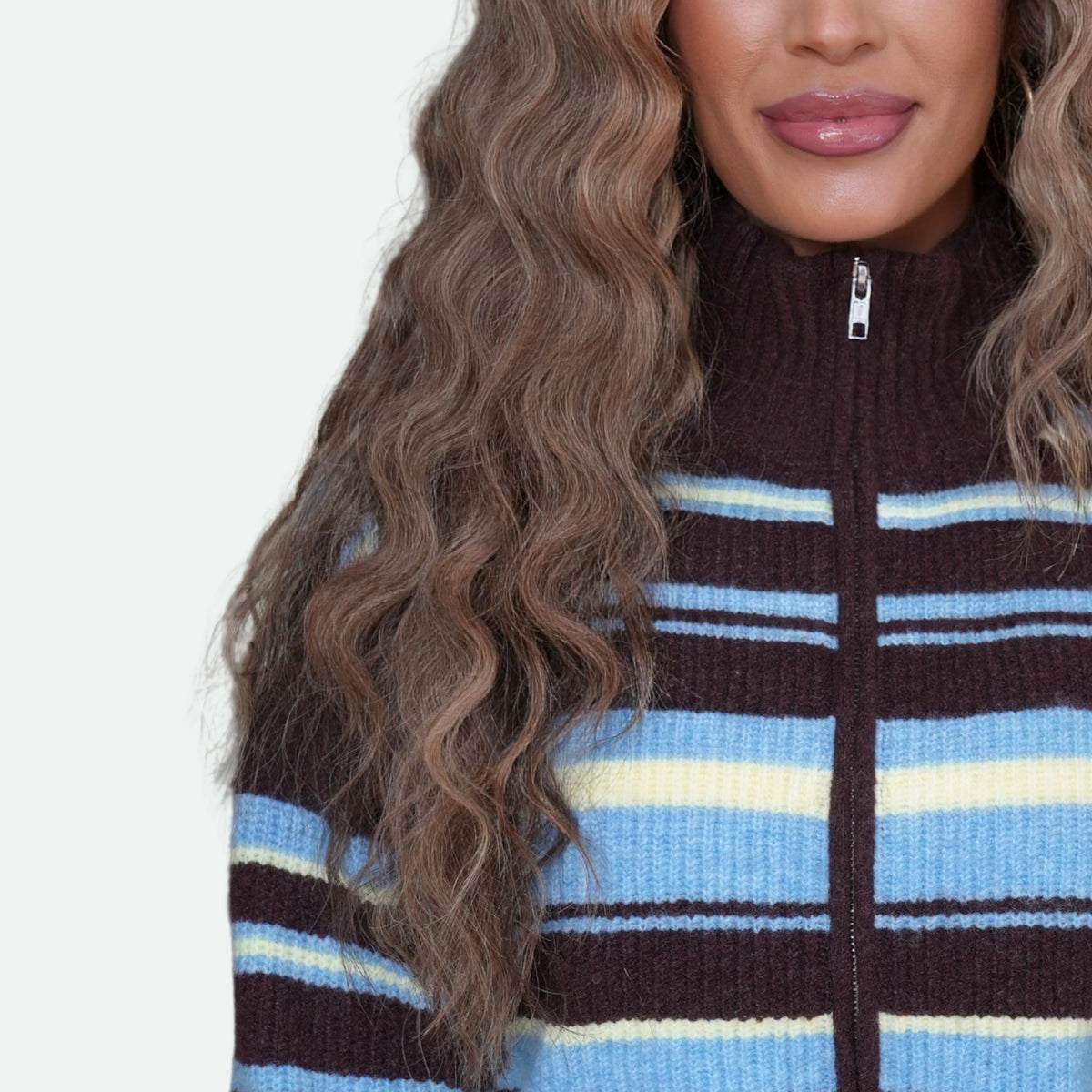 ZIP TRIP STRIPED ZIP-UP CARDIGAN
