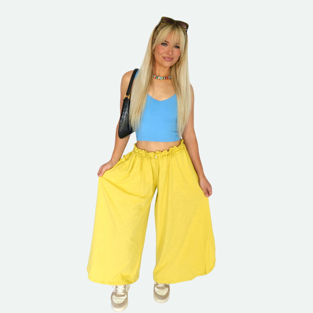 mellow yellow wide leg pants
