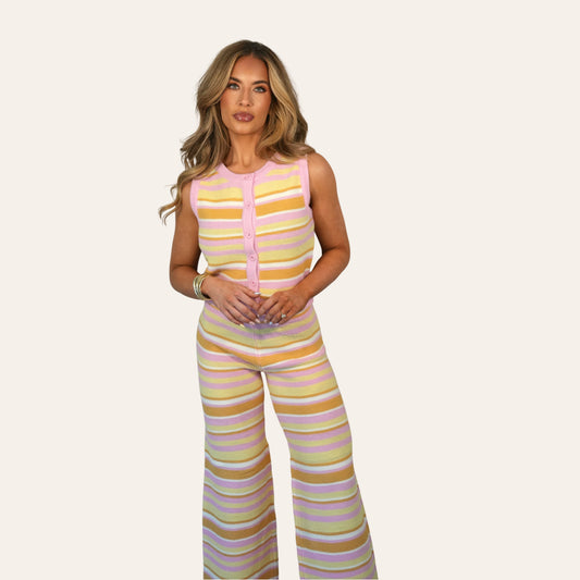 "palm house" stripe knit set