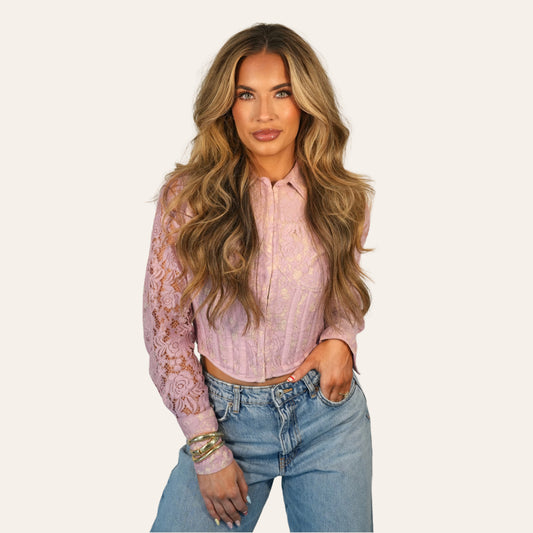 "tea time" pink lace corset top