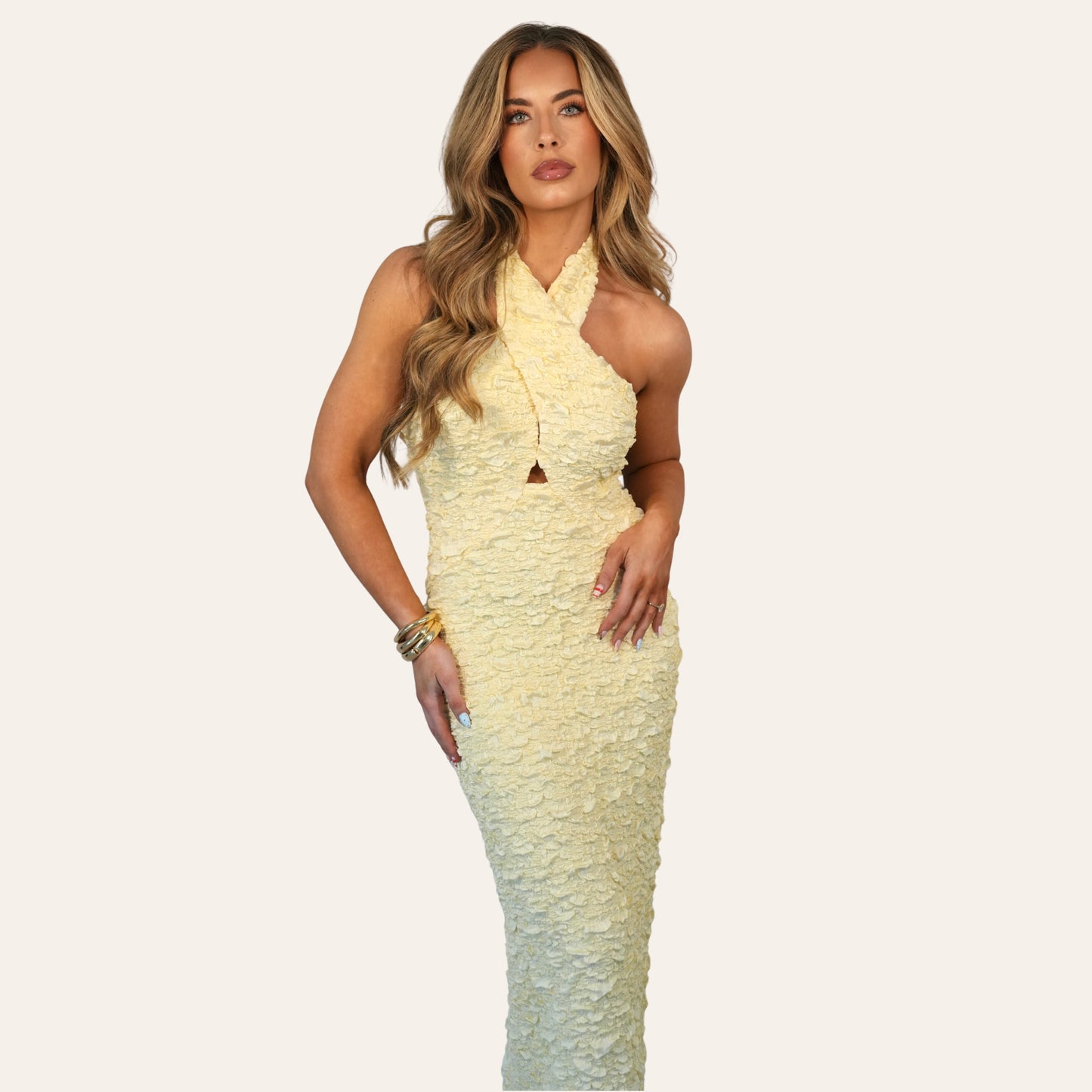 "golden hour" halter maxi dress