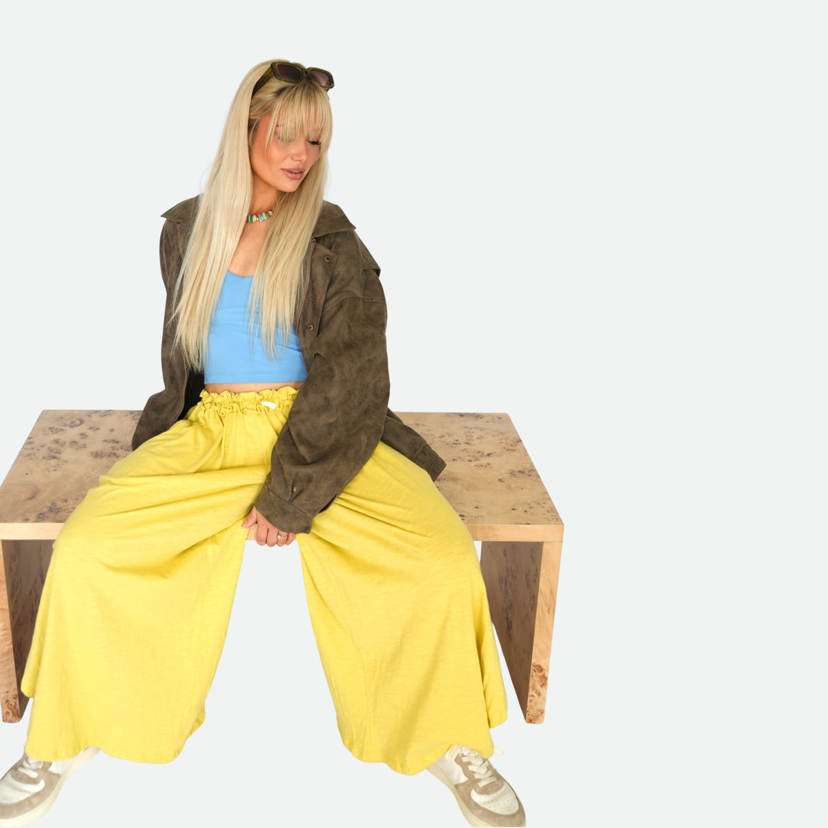 mellow yellow wide leg pants