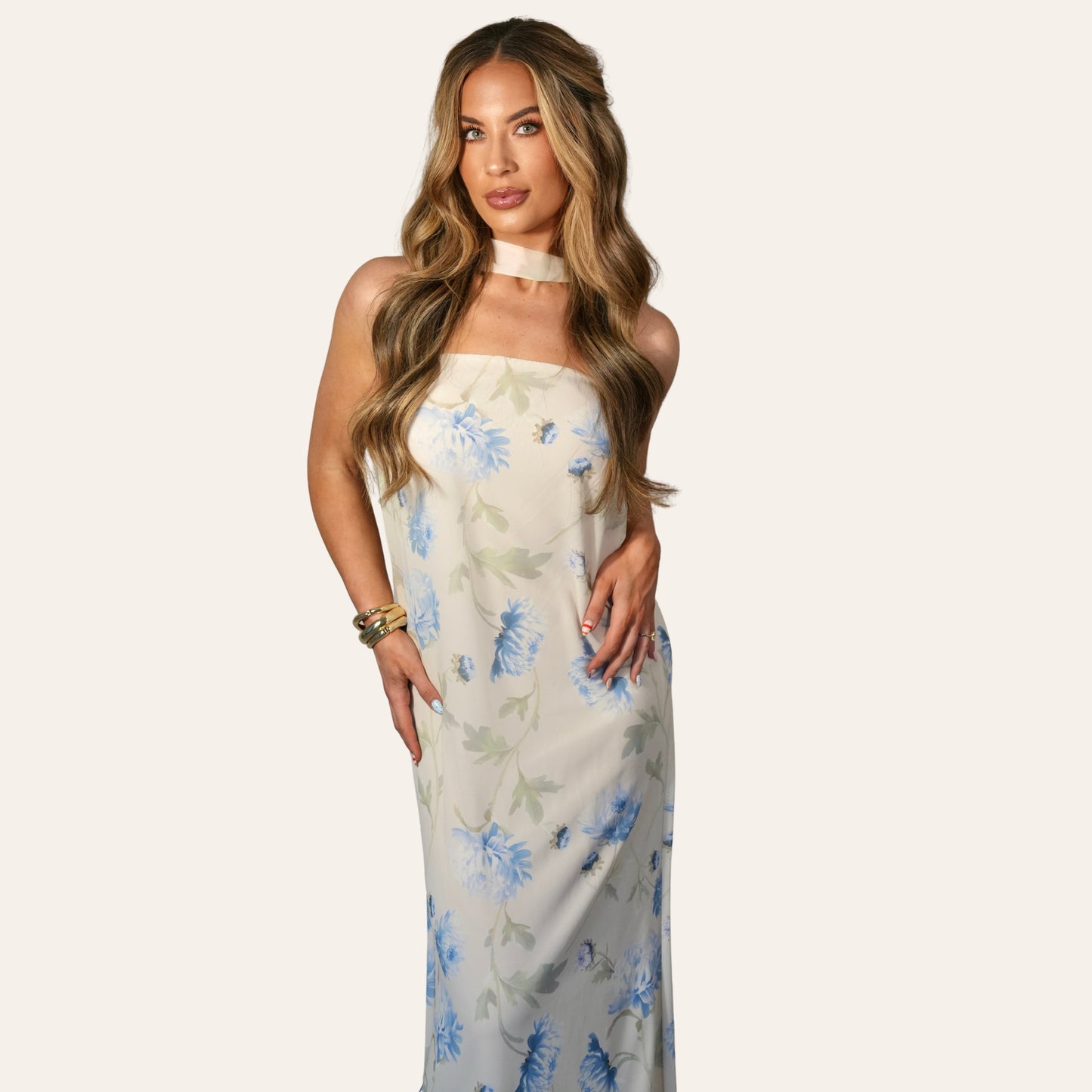 the "hydrangea affair" maxi gown
