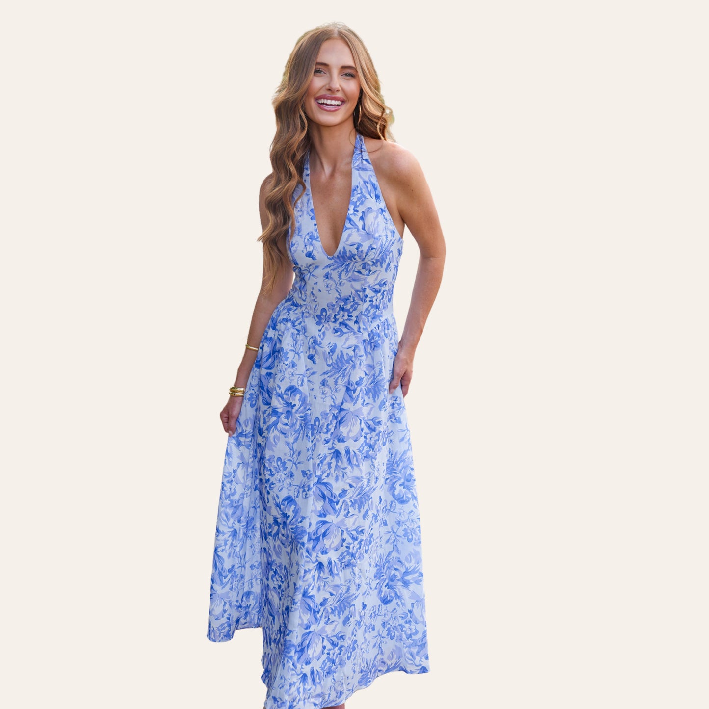 the arabesque in blue dress