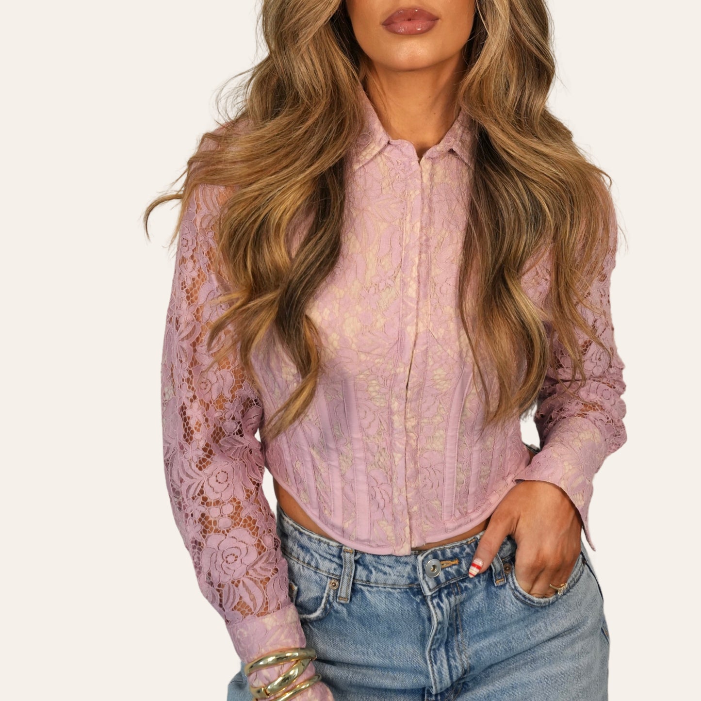 "tea time" pink lace corset top
