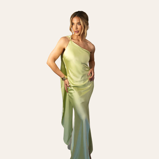 the "soft serve" halter drape gown