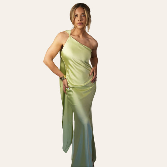 the "soft serve" halter drape gown
