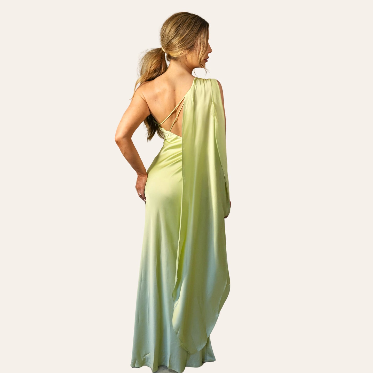 the "soft serve" halter drape gown