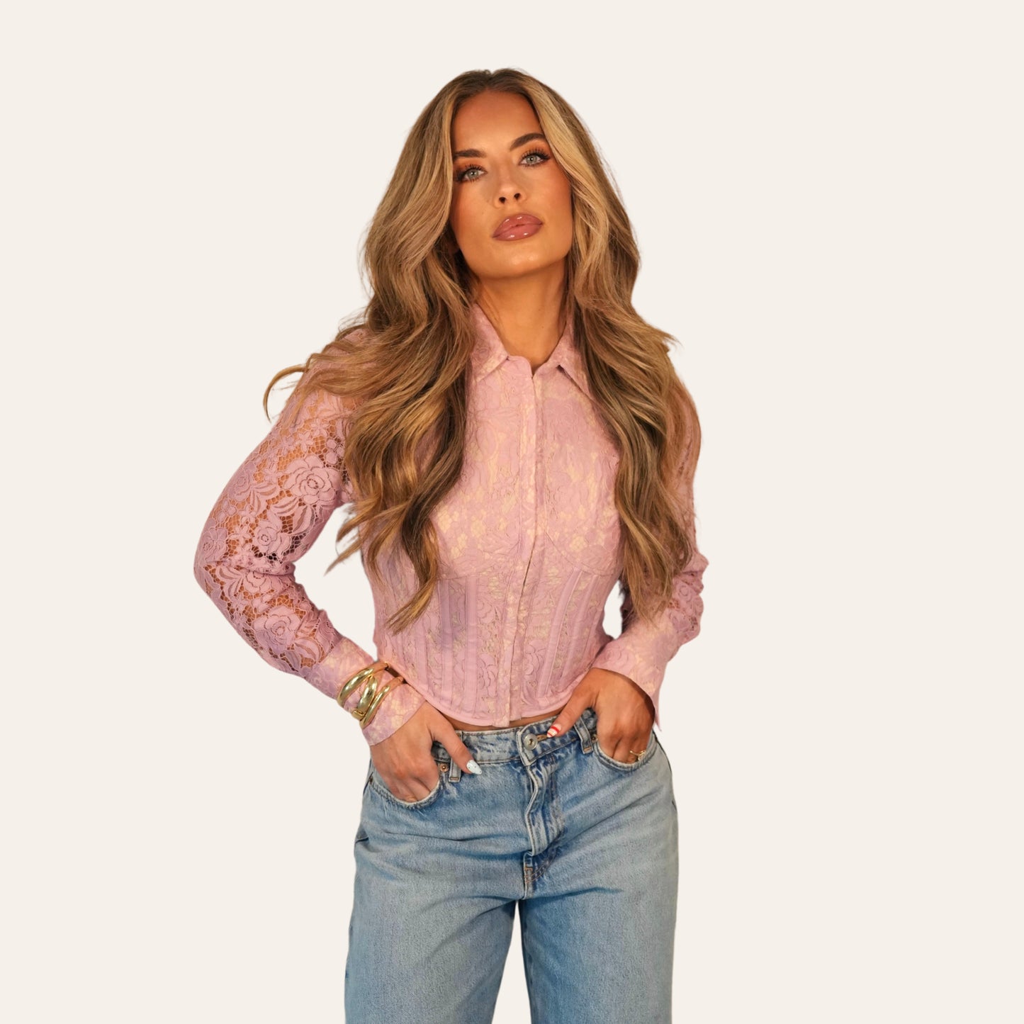 "tea time" pink lace corset top