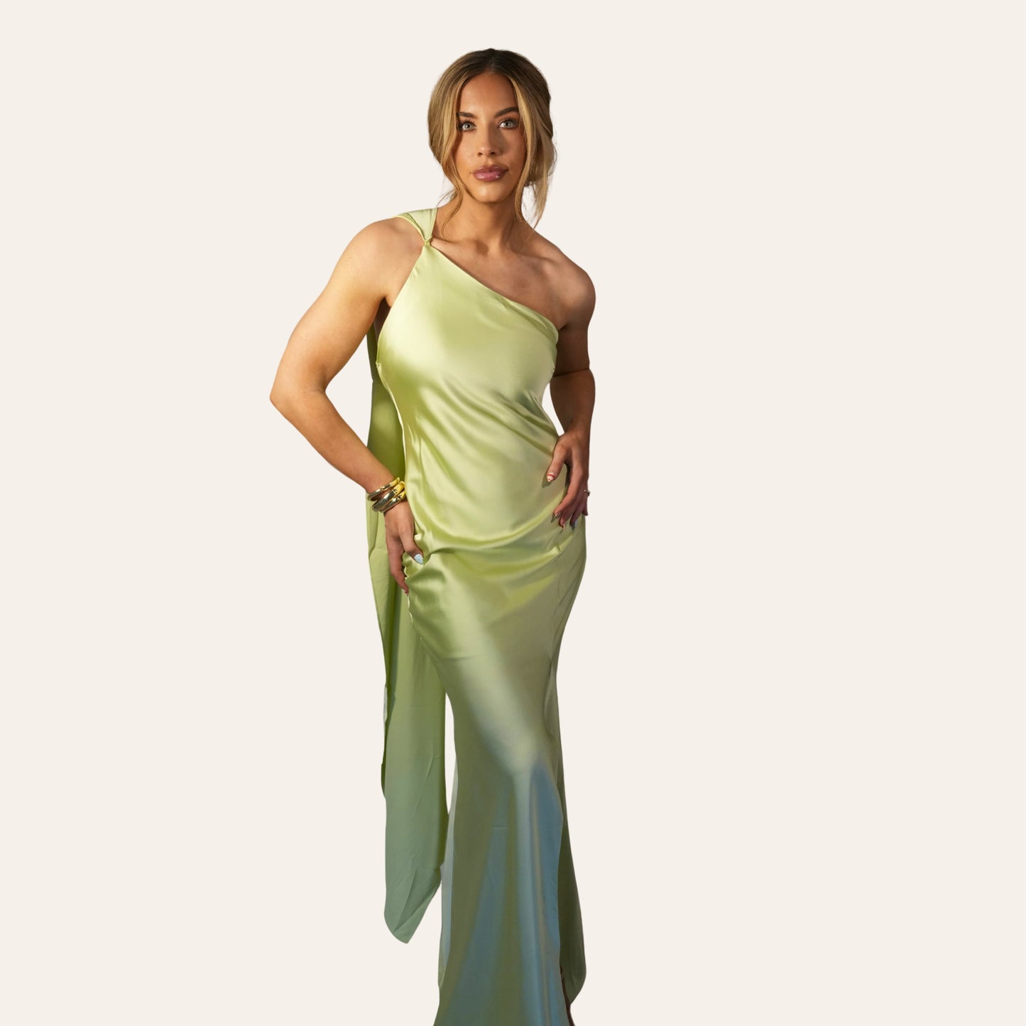 the "soft serve" halter drape gown