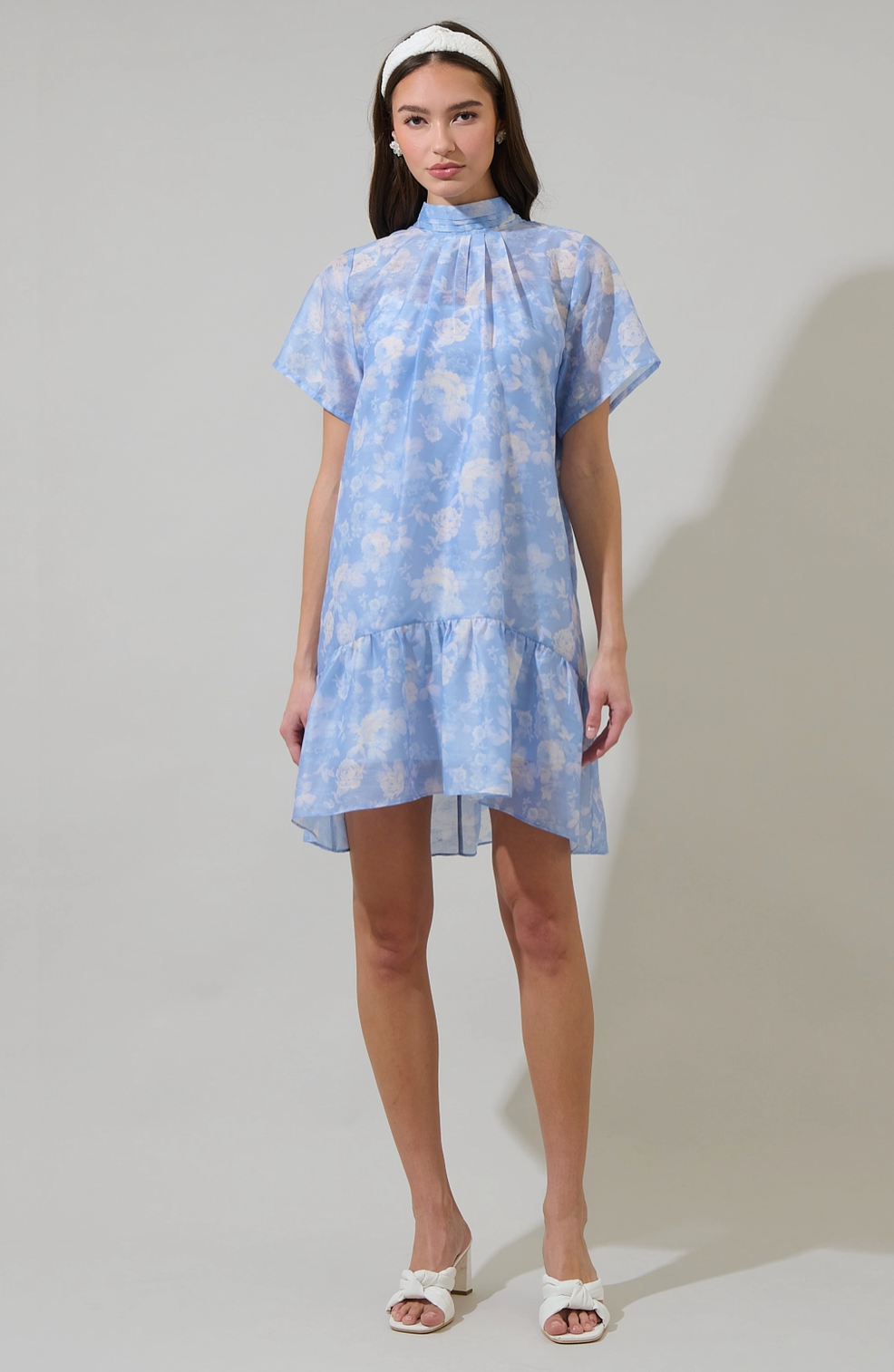 the back in bleu dress