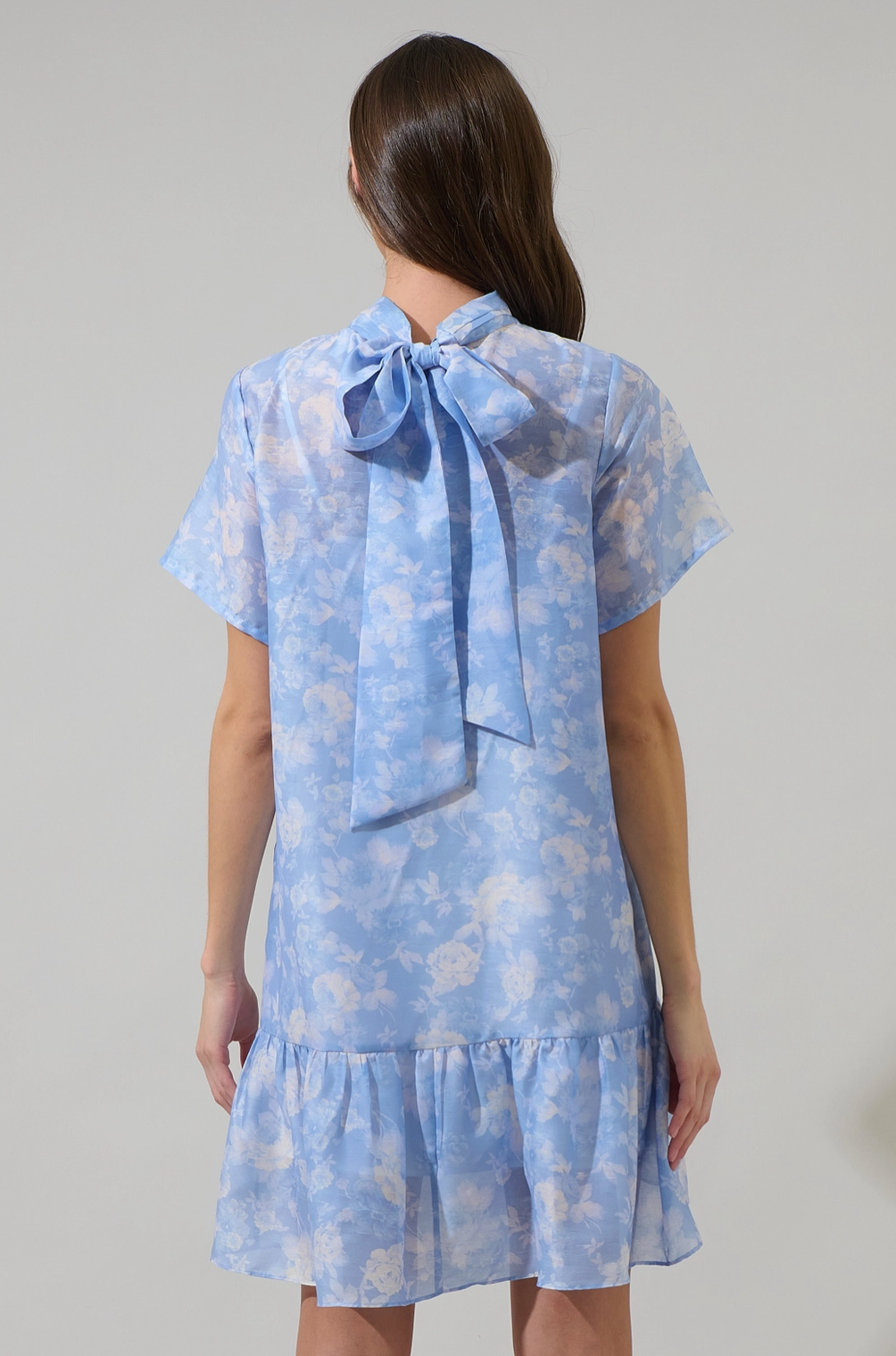 the back in bleu dress